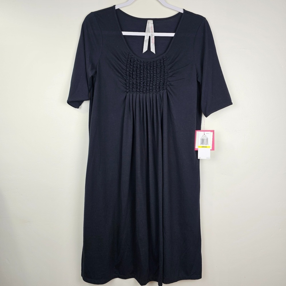 IZOD Silver Crest‎ Women's Black Ruching Dress SIZE M